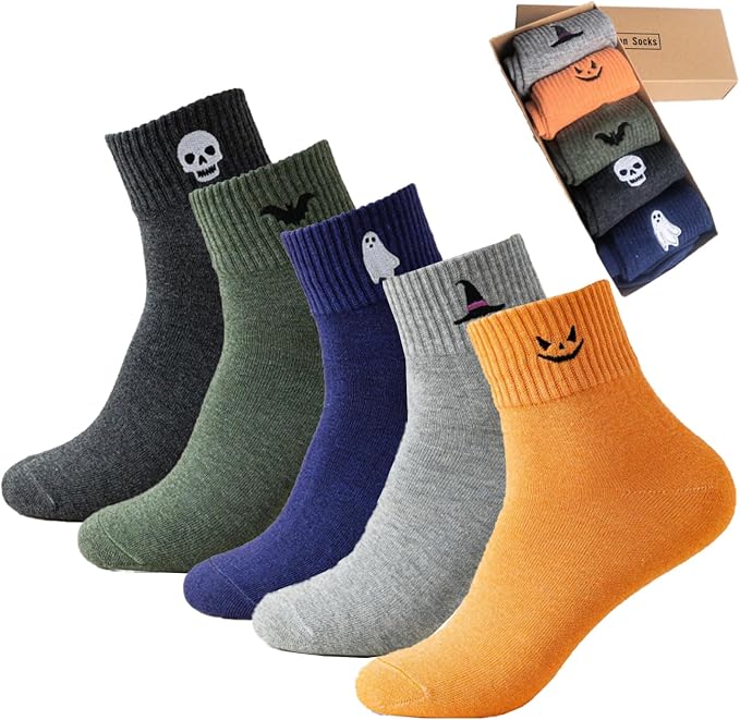 Cozy Halloween Embroidered Crew Socks – 5-Pair Set image 1