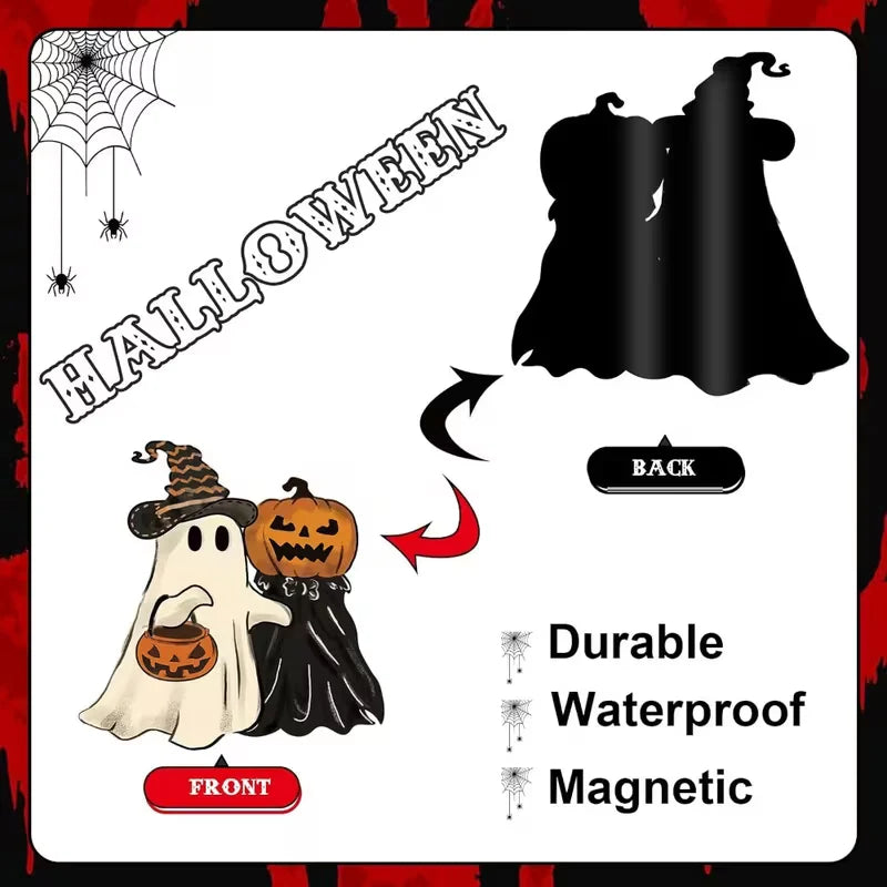 Happy Halloween Garage Door Magnet Set – Ghosts, Pumpkins, Bats & Spider Webs image 1