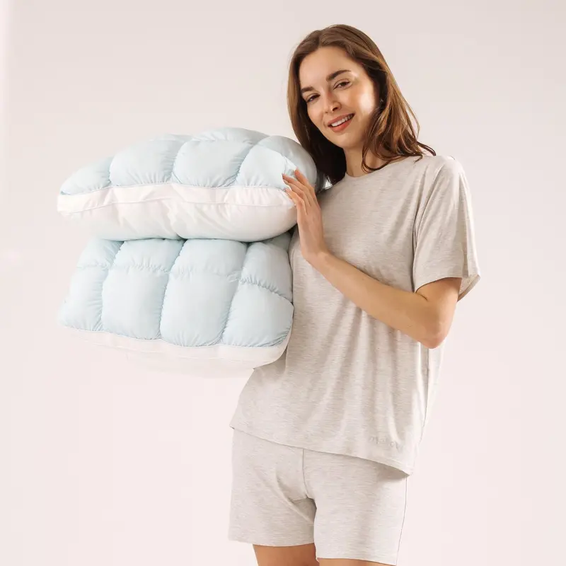 CloudSoft Cooling Puff-Grid Pillow – Extra-Fluffy Dual-Layer Bed Pillow with Breathable Cool-Touch Fabric image 2