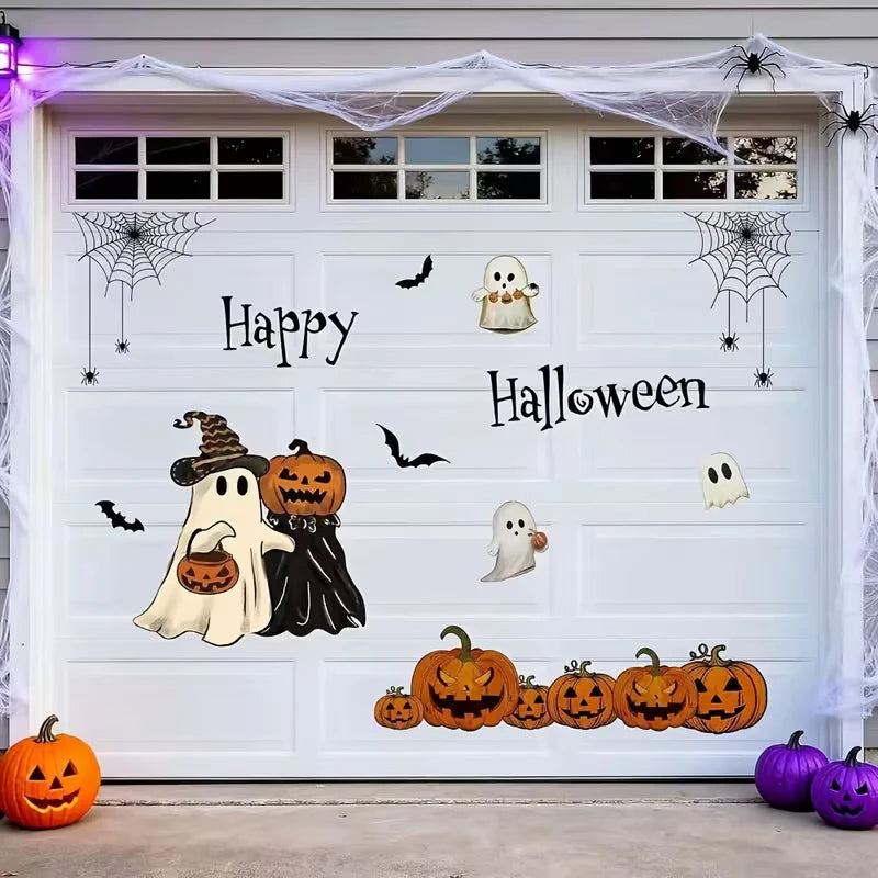 Happy Halloween Garage Door Magnet Set – Ghosts, Pumpkins, Bats & Spider Webs image 2