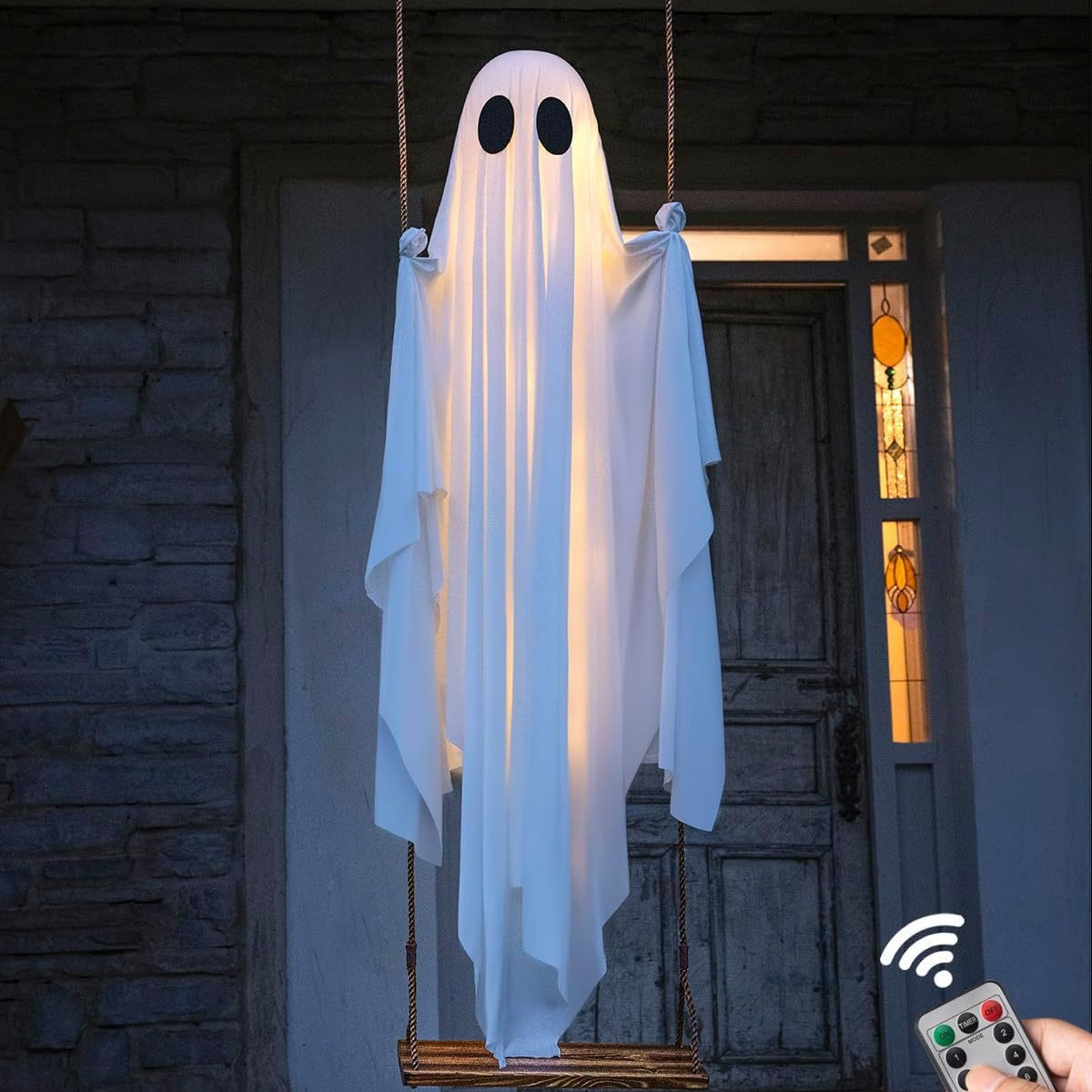 Remote-Controlled Glowing Swing Ghost – 8-Mode Halloween Outdoor Hanging Decor image 2