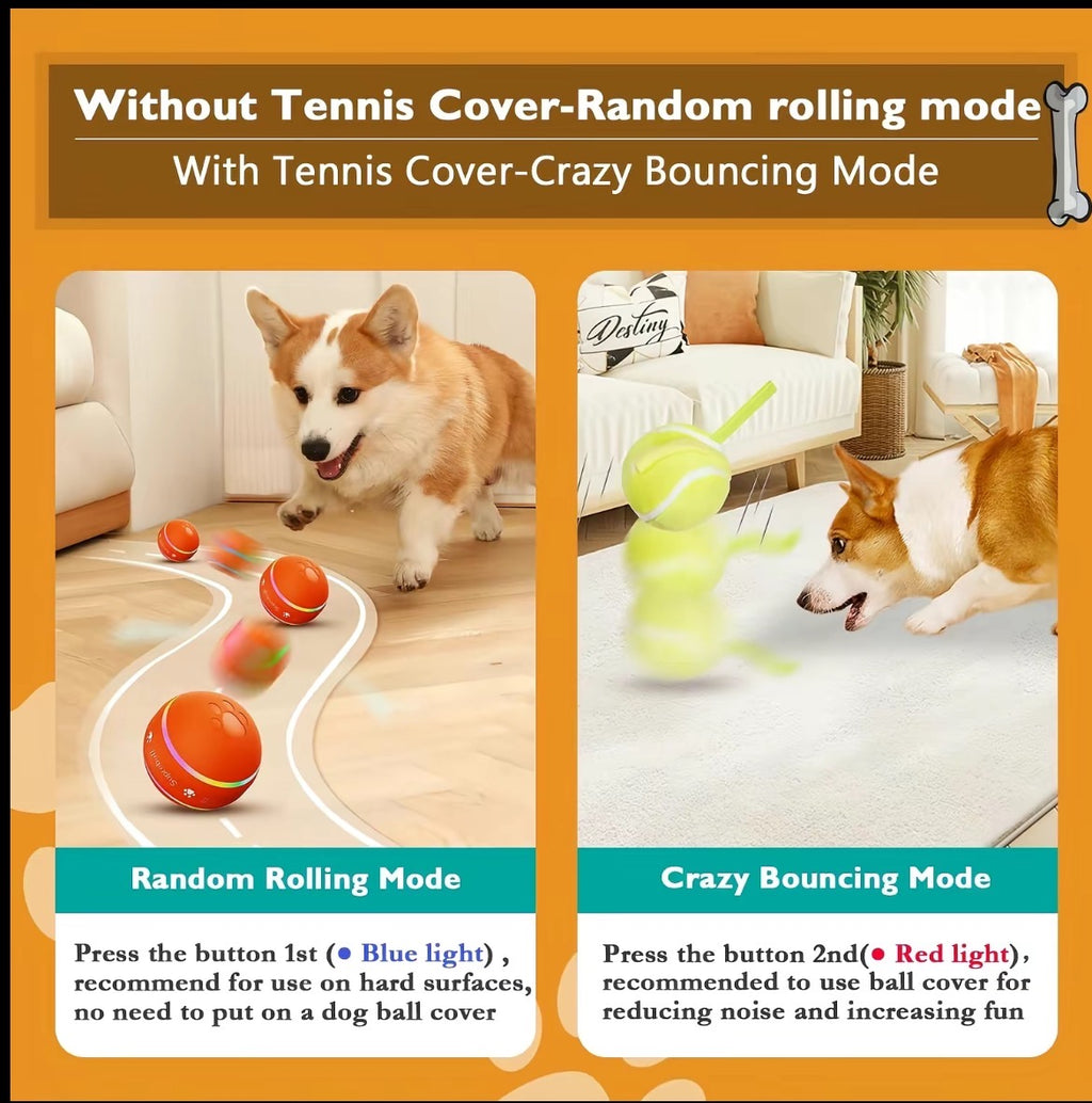 PawMotion Rechargeable Interactive Dog Ball – Touch-Activated Rolling & Bouncing Toy with Tennis Cover image 2