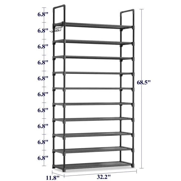 10-Tier Wide Shoe Rack with Side Handles image 3