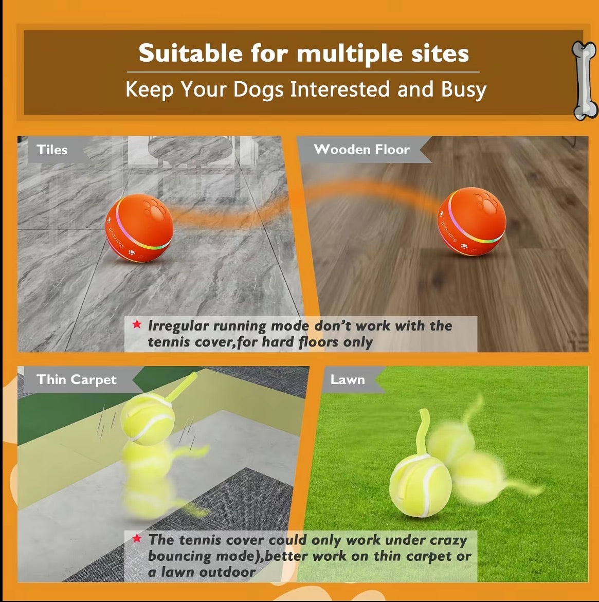 PawMotion Rechargeable Interactive Dog Ball – Touch-Activated Rolling & Bouncing Toy with Tennis Cover image 3