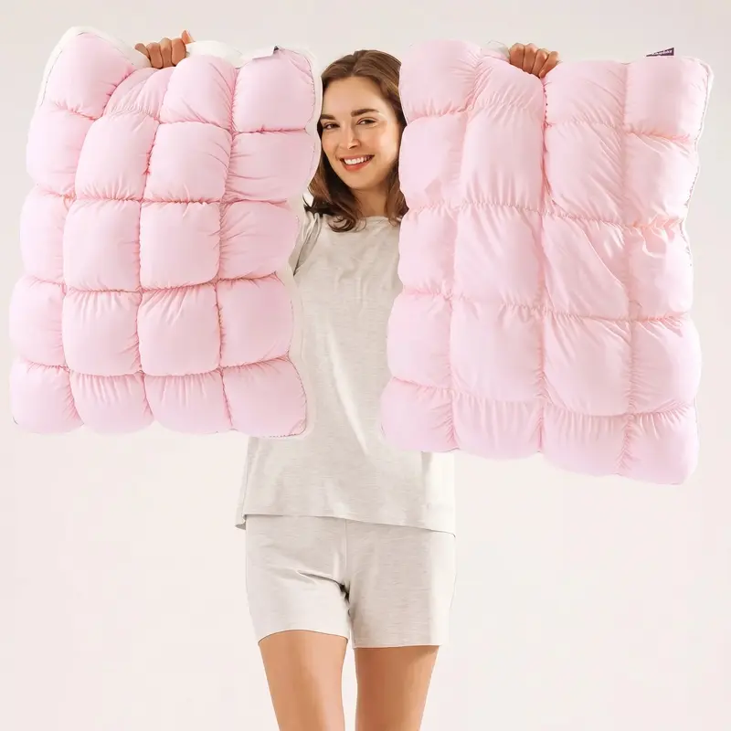 CloudSoft Cooling Puff-Grid Pillow – Extra-Fluffy Dual-Layer Bed Pillow with Breathable Cool-Touch Fabric image 3