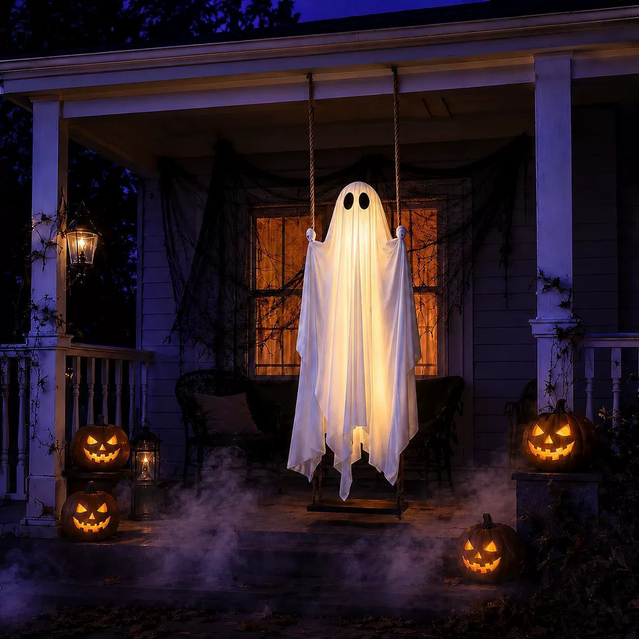Remote-Controlled Glowing Swing Ghost – 8-Mode Halloween Outdoor Hanging Decor image 4