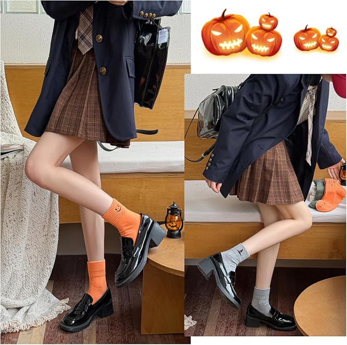 Cozy Halloween Embroidered Crew Socks – 5-Pair Set image 4