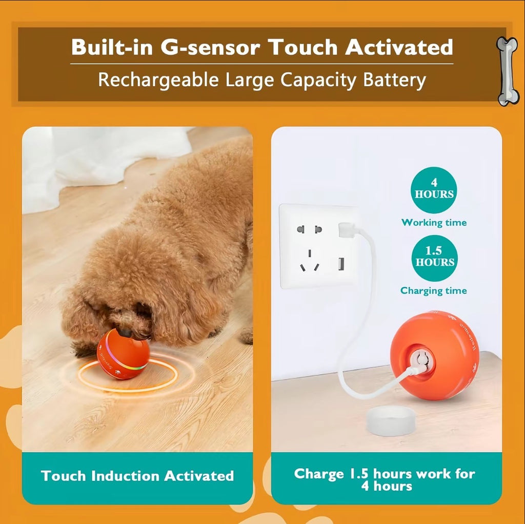PawMotion Rechargeable Interactive Dog Ball – Touch-Activated Rolling & Bouncing Toy with Tennis Cover image 4
