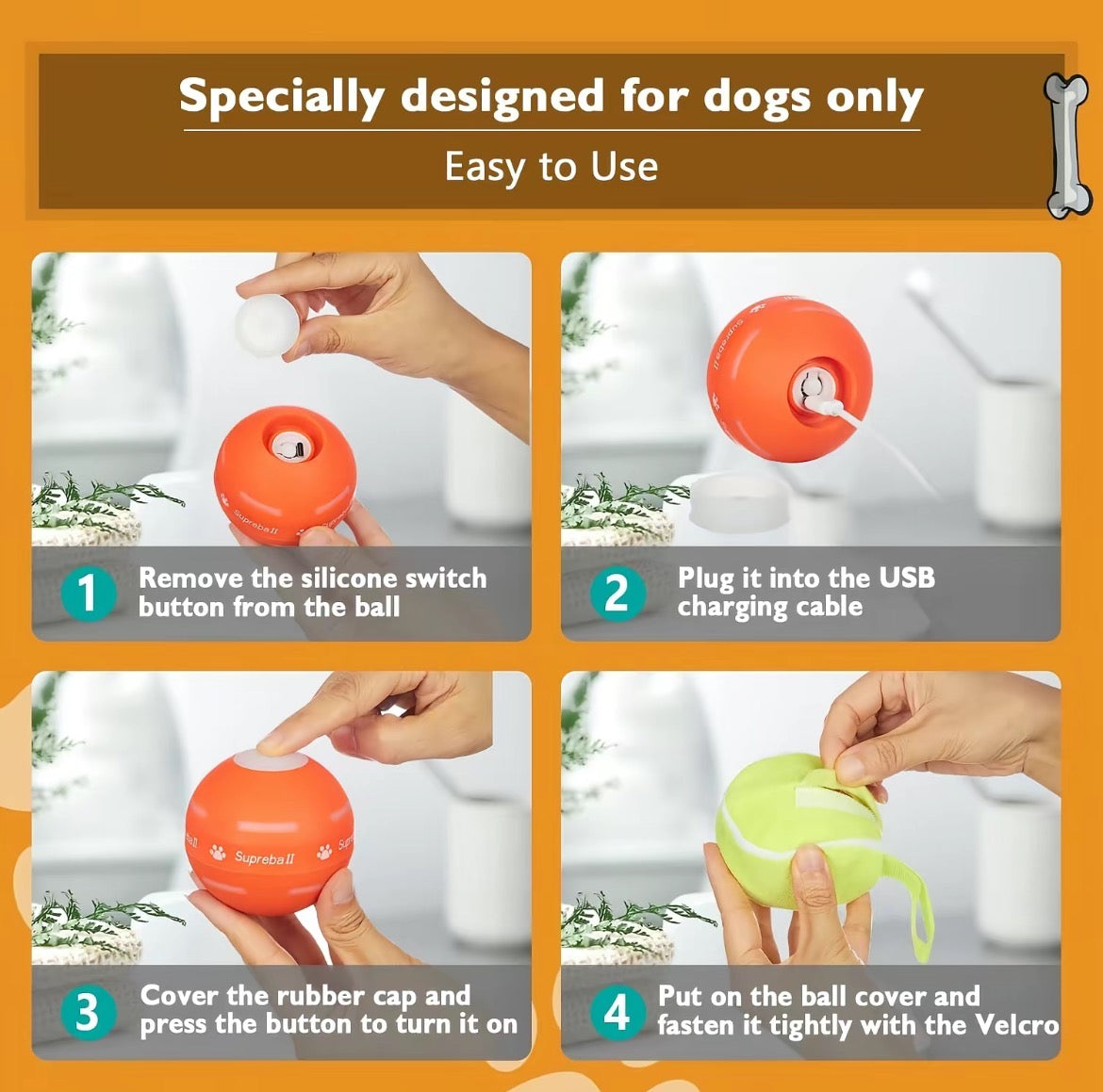 PawMotion Rechargeable Interactive Dog Ball – Touch-Activated Rolling & Bouncing Toy with Tennis Cover image 5