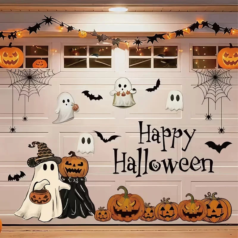 Happy Halloween Garage Door Magnet Set – Ghosts, Pumpkins, Bats & Spider Webs image 5