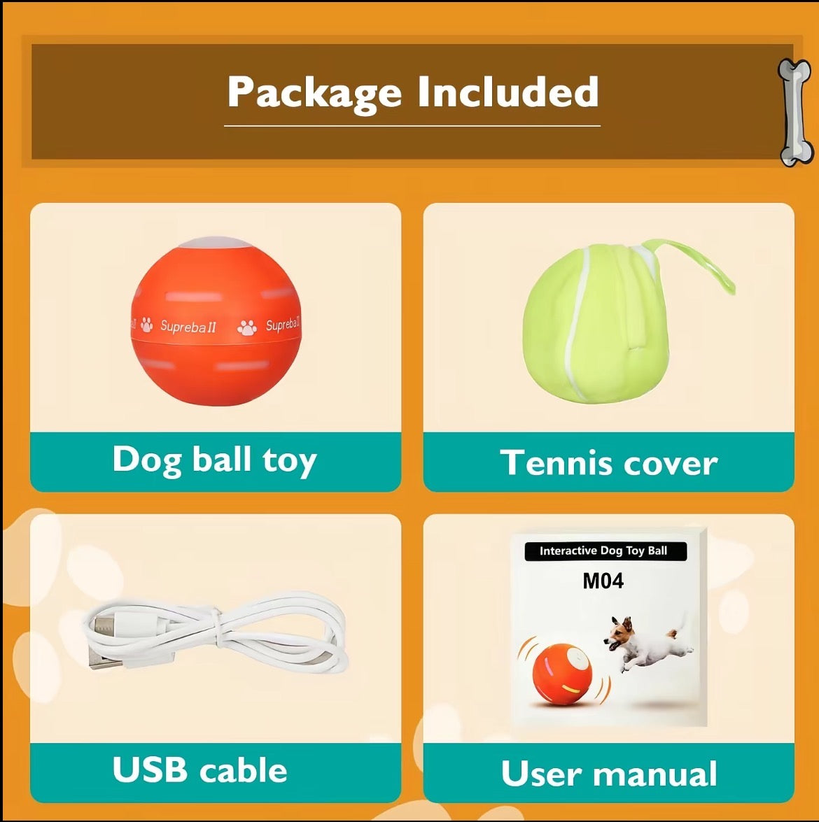 PawMotion Rechargeable Interactive Dog Ball – Touch-Activated Rolling & Bouncing Toy with Tennis Cover image 6