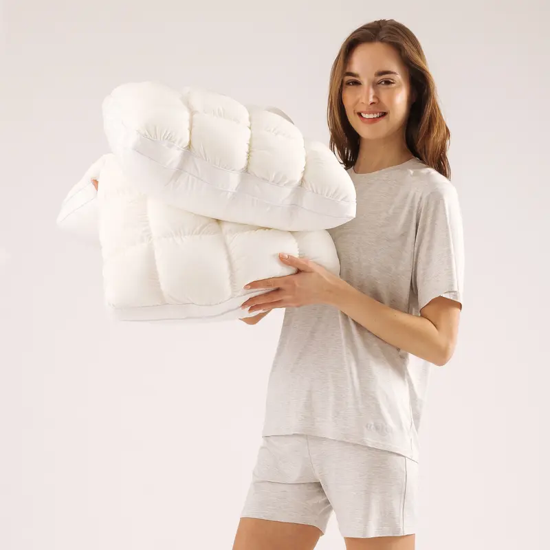 CloudSoft Cooling Puff-Grid Pillow – Extra-Fluffy Dual-Layer Bed Pillow with Breathable Cool-Touch Fabric image 10