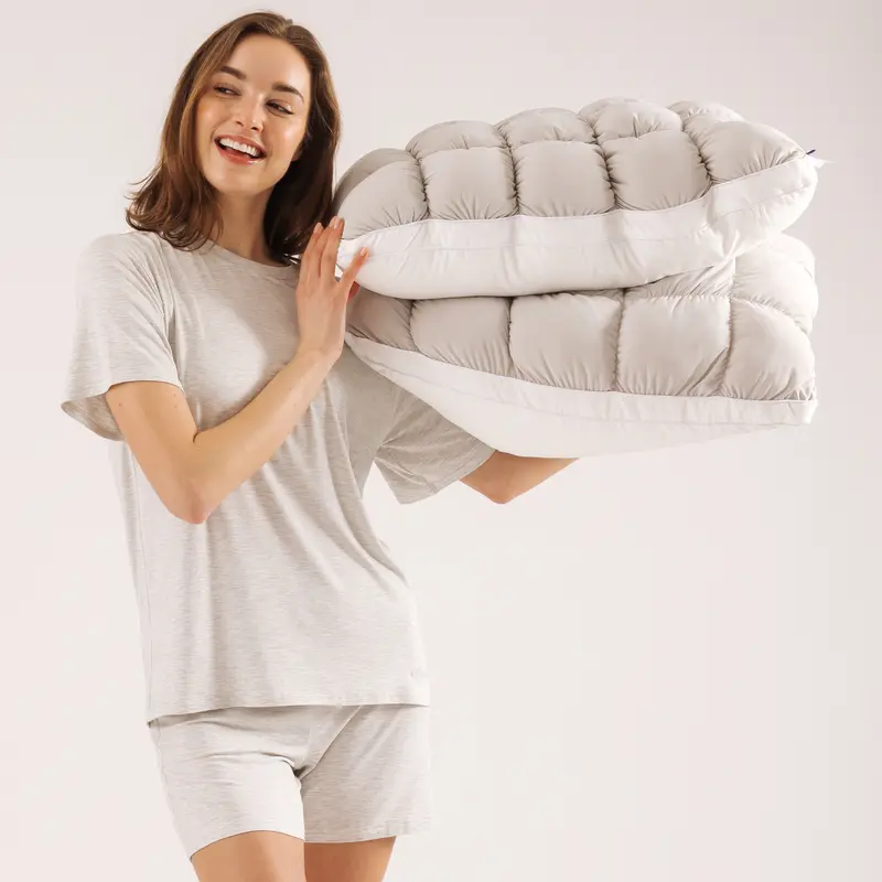 CloudSoft Cooling Puff-Grid Pillow – Extra-Fluffy Dual-Layer Bed Pillow with Breathable Cool-Touch Fabric image 11