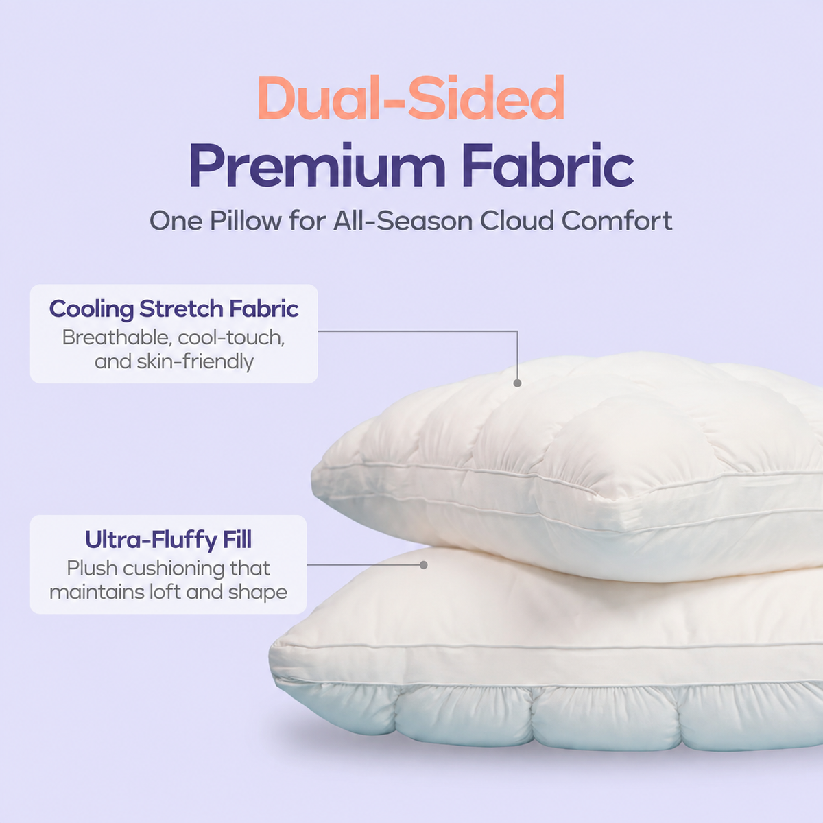CloudSoft Cooling Puff-Grid Pillow – Extra-Fluffy Dual-Layer Bed Pillow with Breathable Cool-Touch Fabric image 7