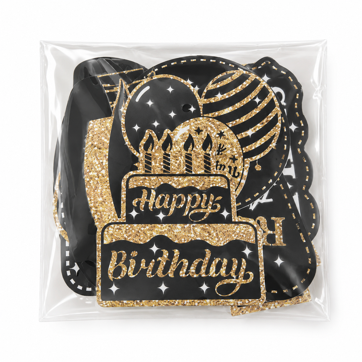 Black & Gold Birthday Photo Booth Props Kit image 3