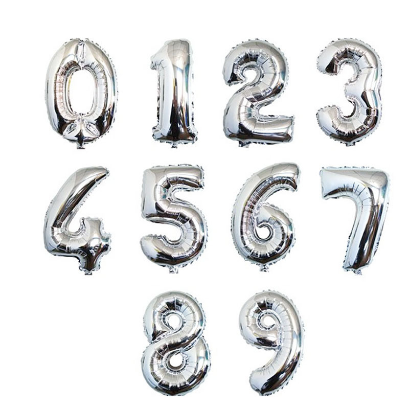 Silver Number Foil Balloon