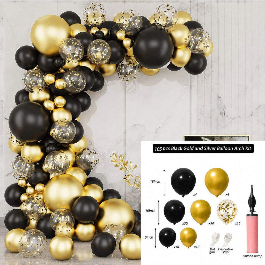 Black & Gold Birthday Balloon Arch Kit