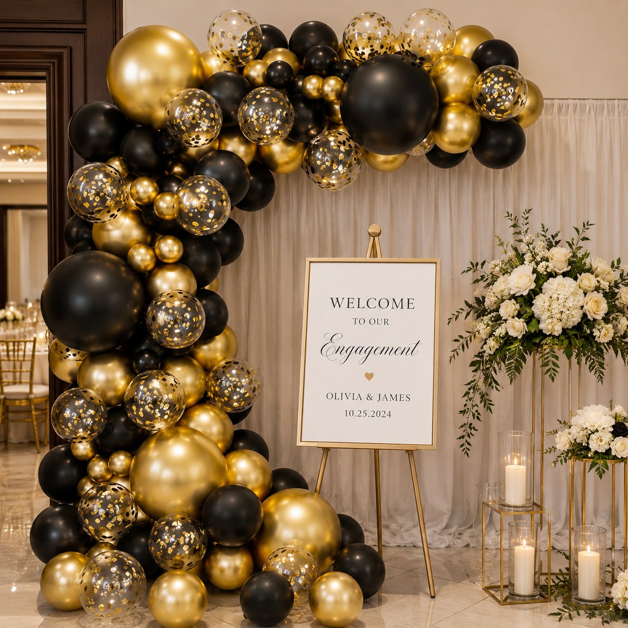 Black & Gold Birthday Balloon Arch Kit image 2