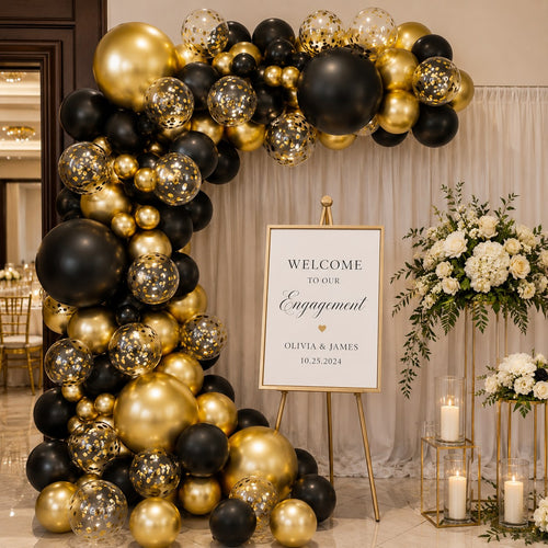 Black & Gold Birthday Balloon Arch Kit image 2