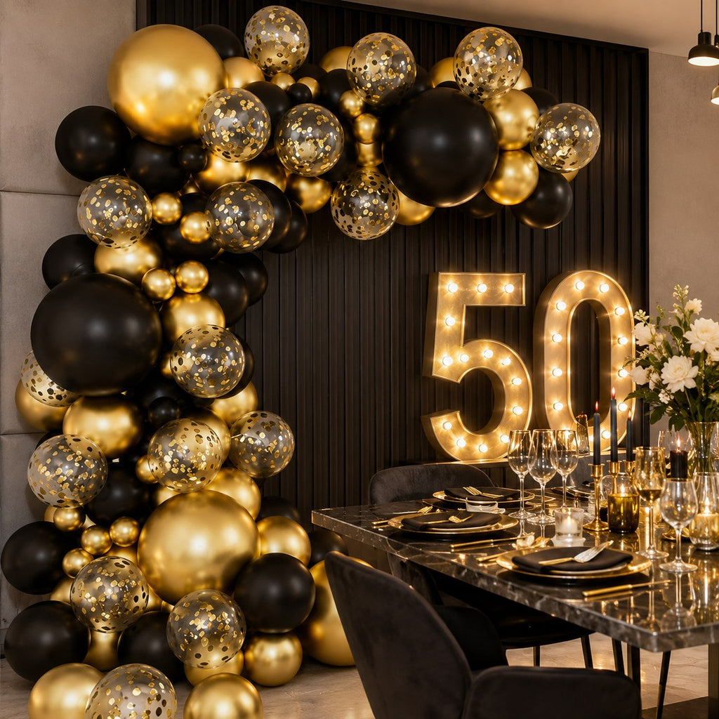 Black & Gold Birthday Balloon Arch Kit image 3
