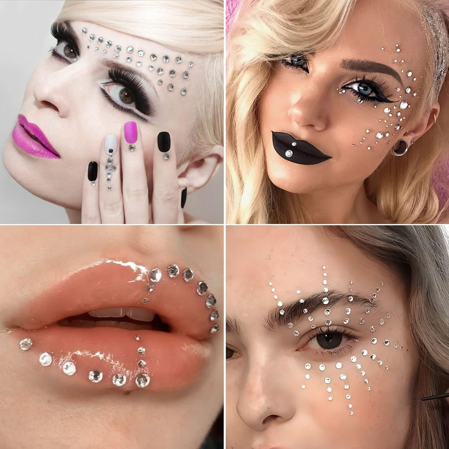 4 Sheets Face Gems & Rhinestone Stickers Set image 4