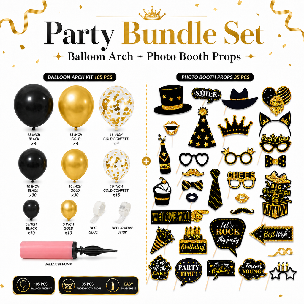 Black & Gold Party Bundle Set image 3