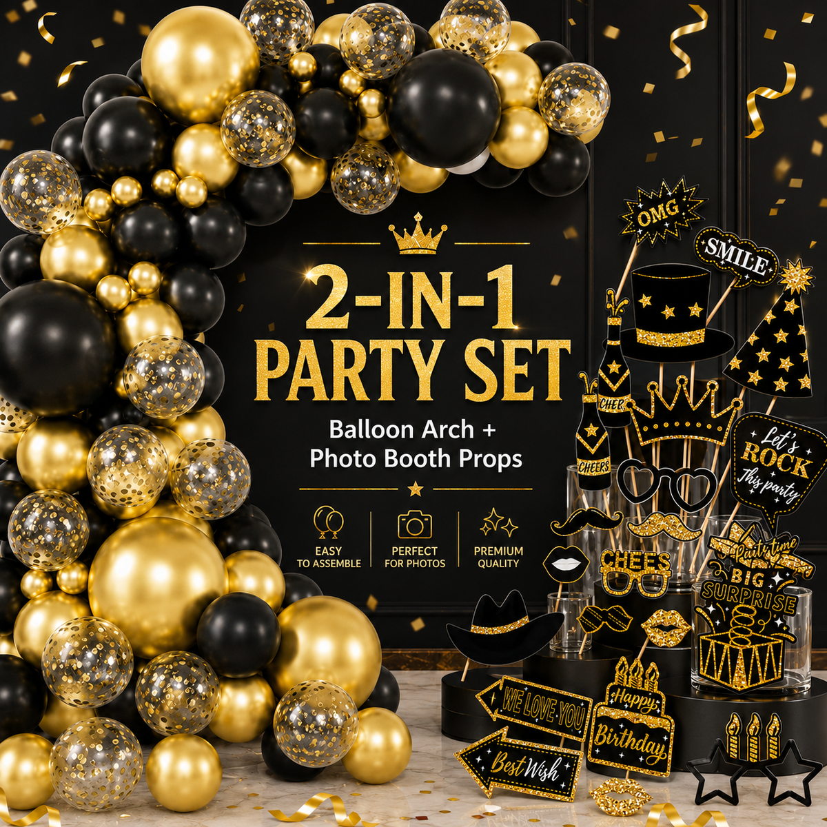 Black & Gold Party Bundle Set image 2