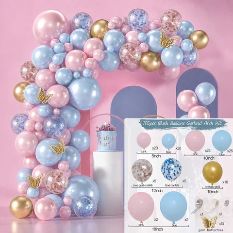 Pink, Blue & Gold Butterfly Balloon Arch Kit image 6