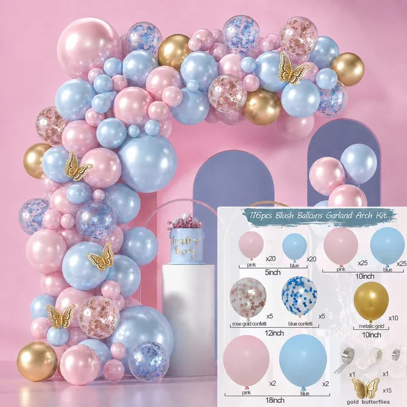 Pink, Blue & Gold Butterfly Balloon Arch Kit image 5
